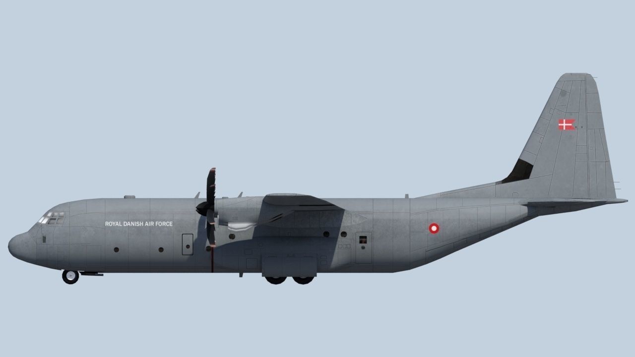 Lockheed C-130J-30 Static RDAF and template Low-poly 3D model_8