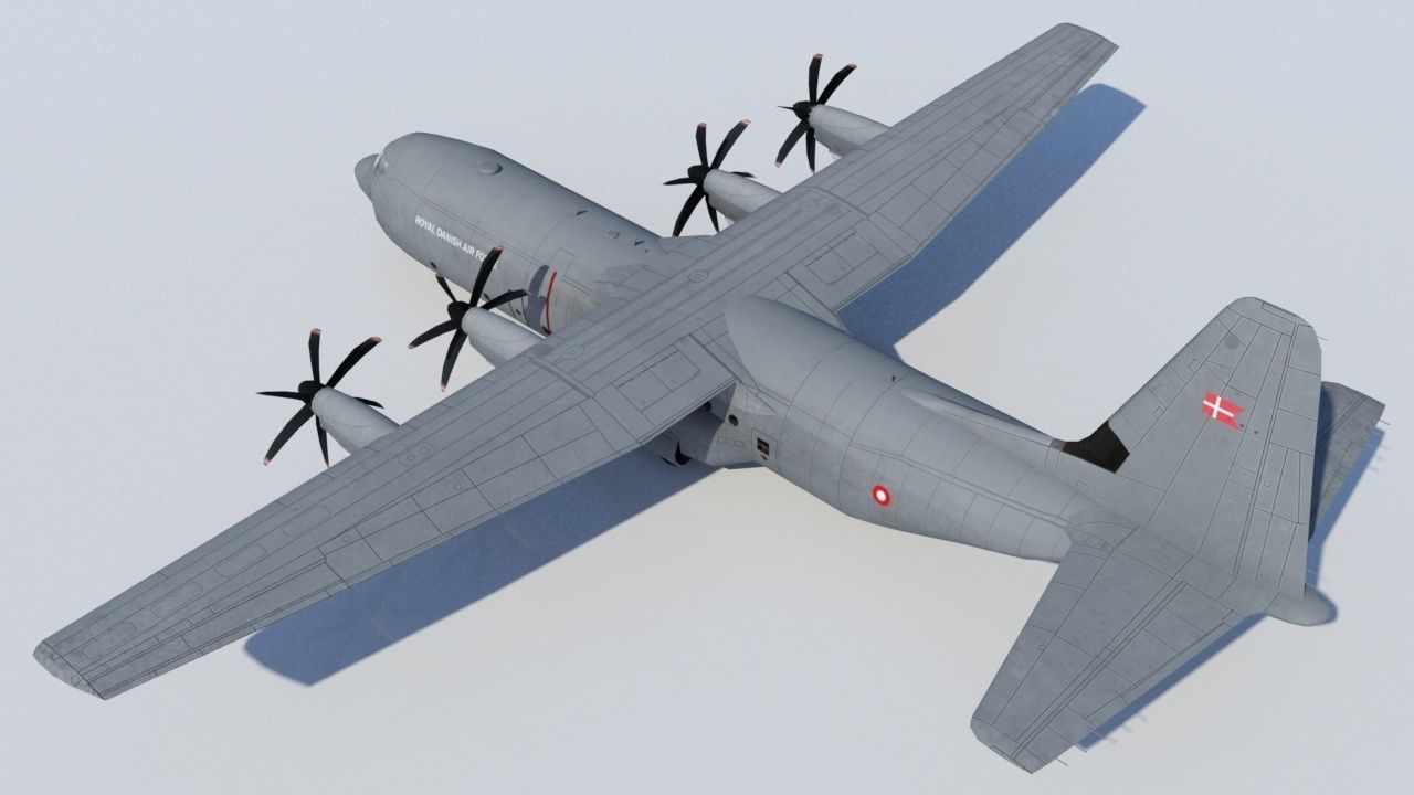 Lockheed C-130J-30 Static RDAF and template Low-poly 3D model_2