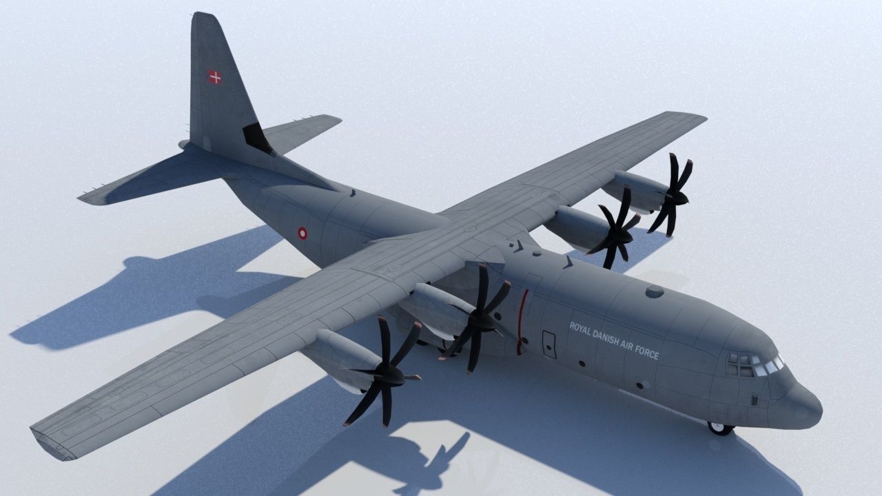 Lockheed C-130J-30 Static RDAF and template Low-poly 3D model_6