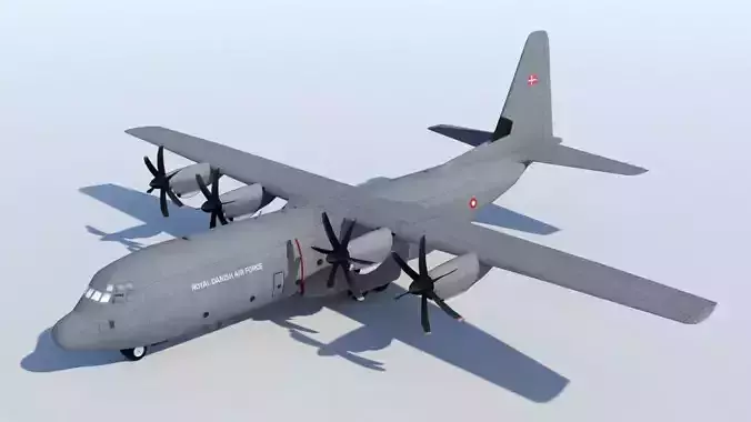 Lockheed C-130J-30 Static RDAF and template Low-poly 3D model Lockheed C-130J-30 Static RDAF and template Low-poly 3D model