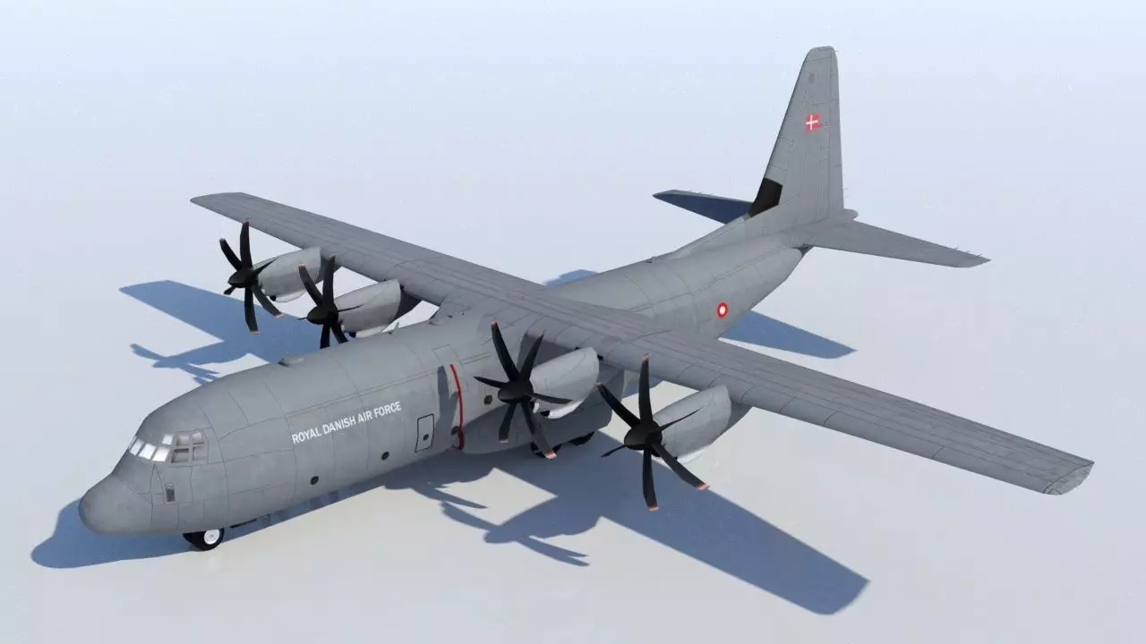 Lockheed C-130J-30 Static RDAF and template Low-poly 3D model_0