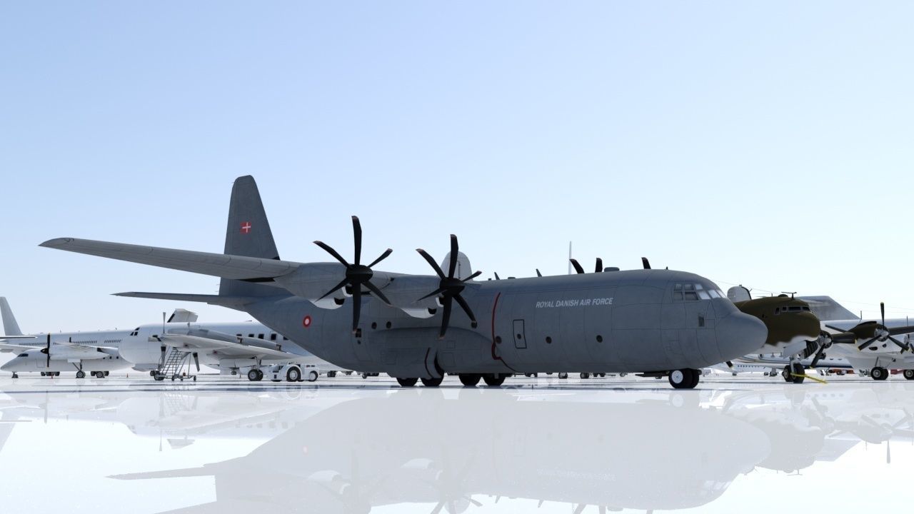 Lockheed C-130J-30 Static RDAF and template Low-poly 3D model_11