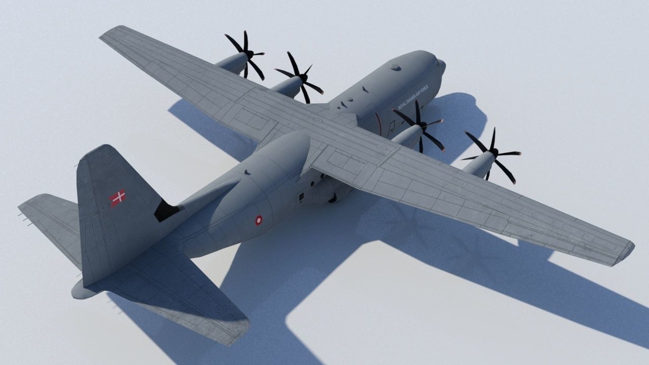Lockheed C-130J-30 Static RDAF and template Low-poly 3D model_4