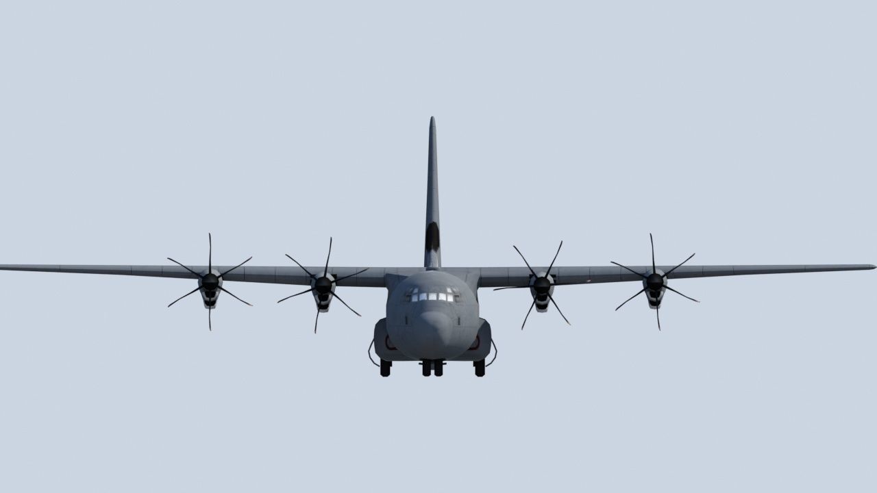 Lockheed C-130J-30 Static RDAF and template Low-poly 3D model_9