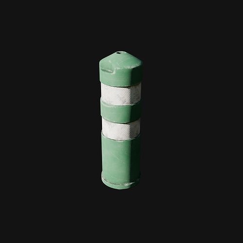 Green bollard Low-poly 3D model