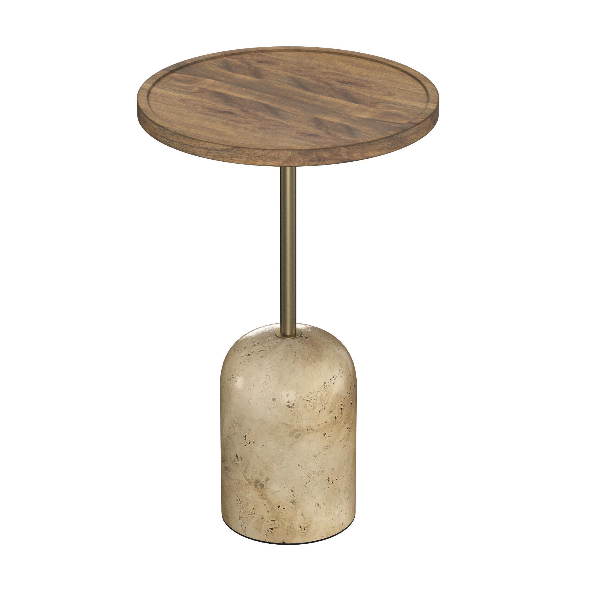 Mango Wood Pedestal Side Table 3D model_3
