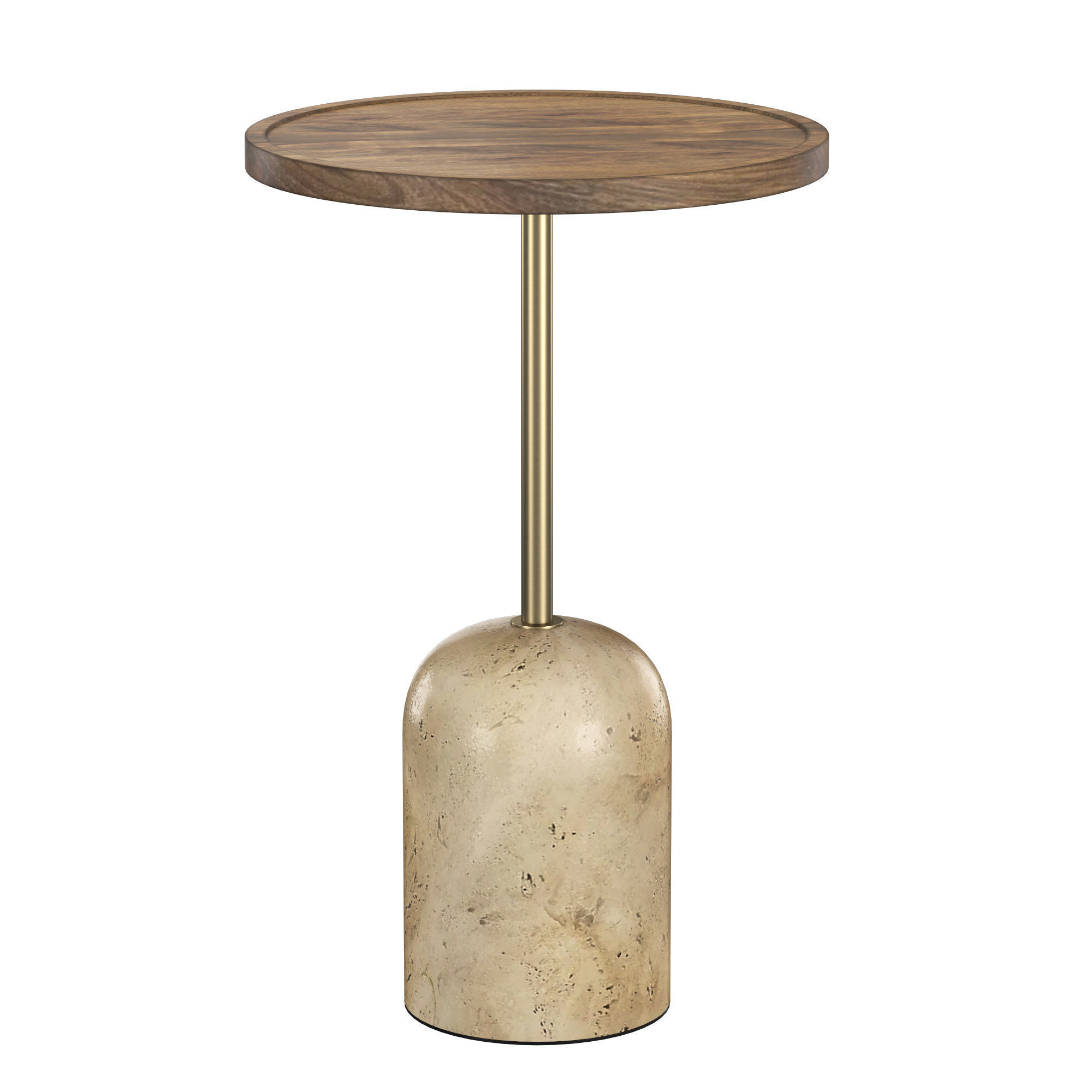 Mango Wood Pedestal Side Table 3D model_1