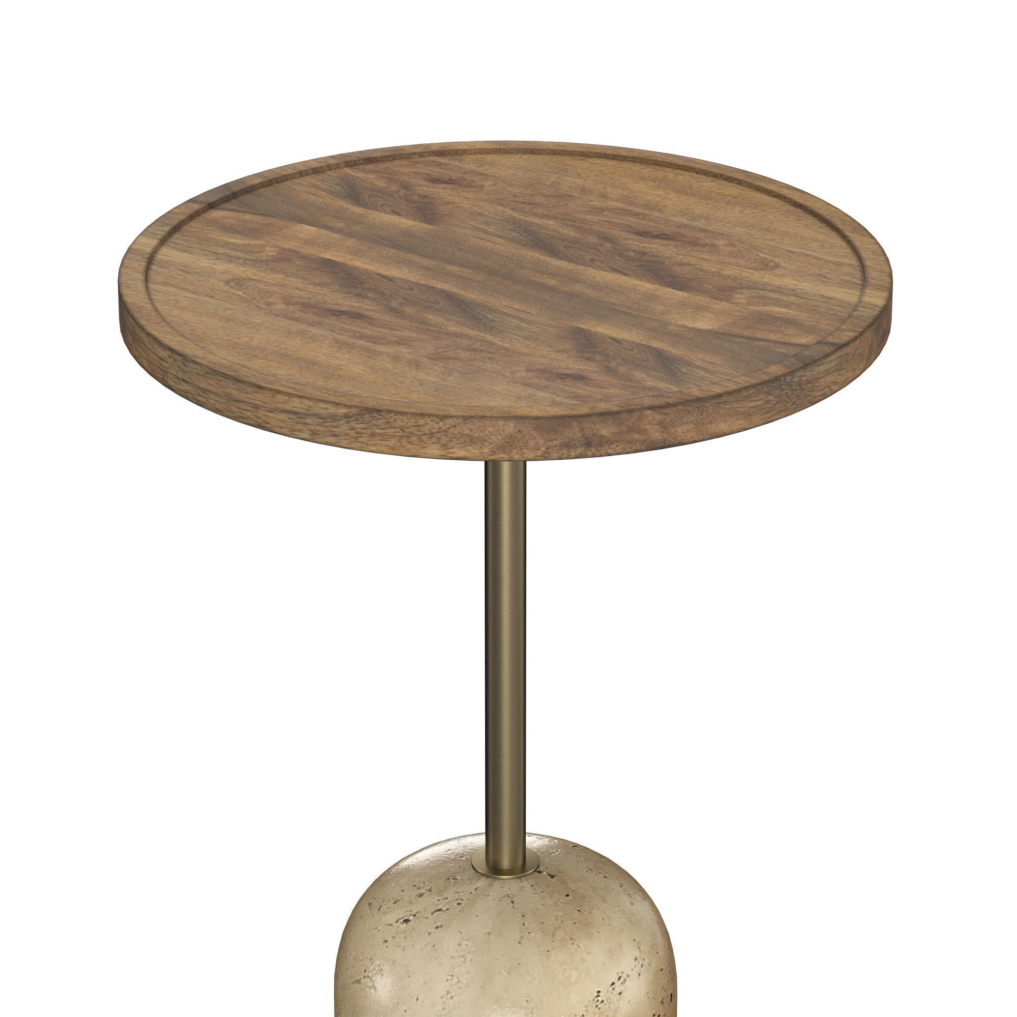 Mango Wood Pedestal Side Table 3D model_2