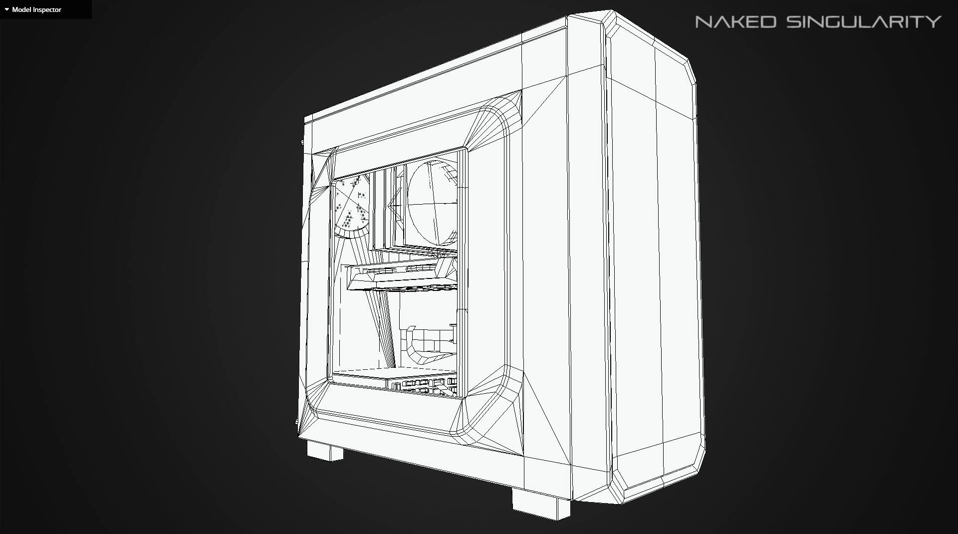 PC Case - Desktop computer with fan and LED Low-poly 3D model_11