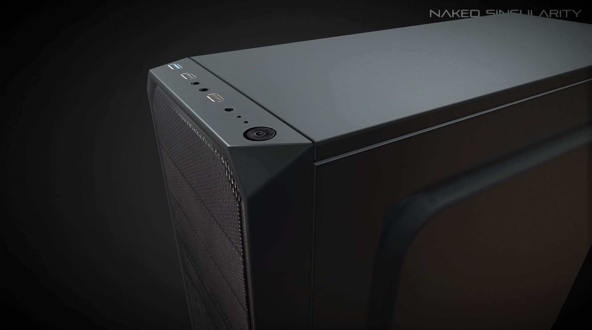 PC Case - Desktop computer with fan and LED Low-poly 3D model_4