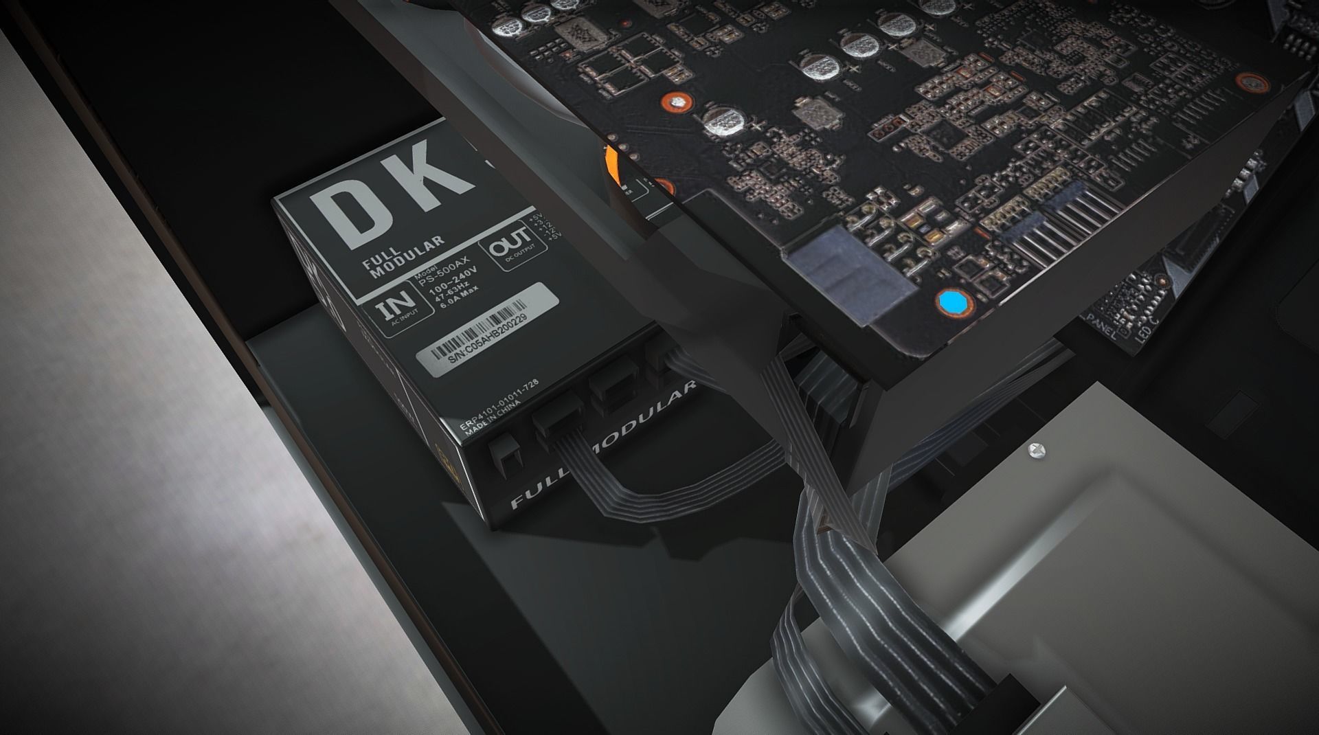 PC Case - Desktop computer with fan and LED Low-poly 3D model_8