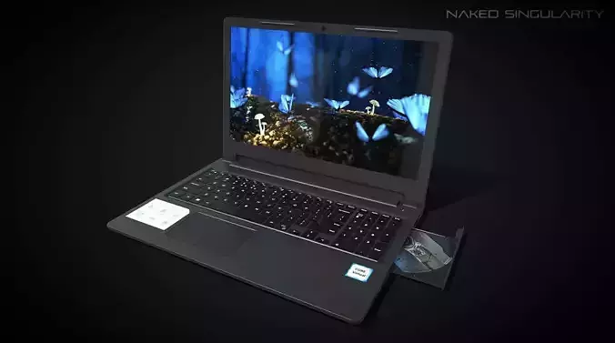 Laptop with optical drive - Computer low poly Low-poly 3D model