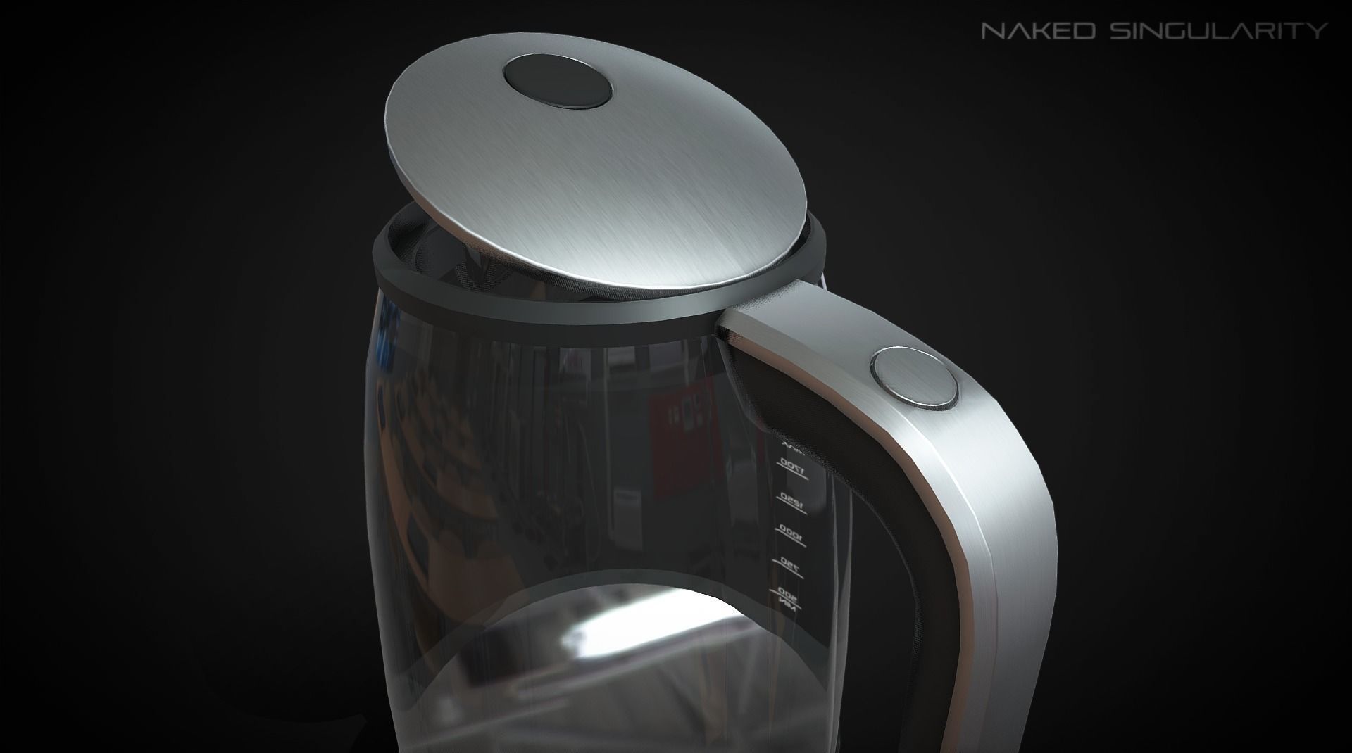 Kettle Black - Electric water boiler low poly Low-poly 3D model_6