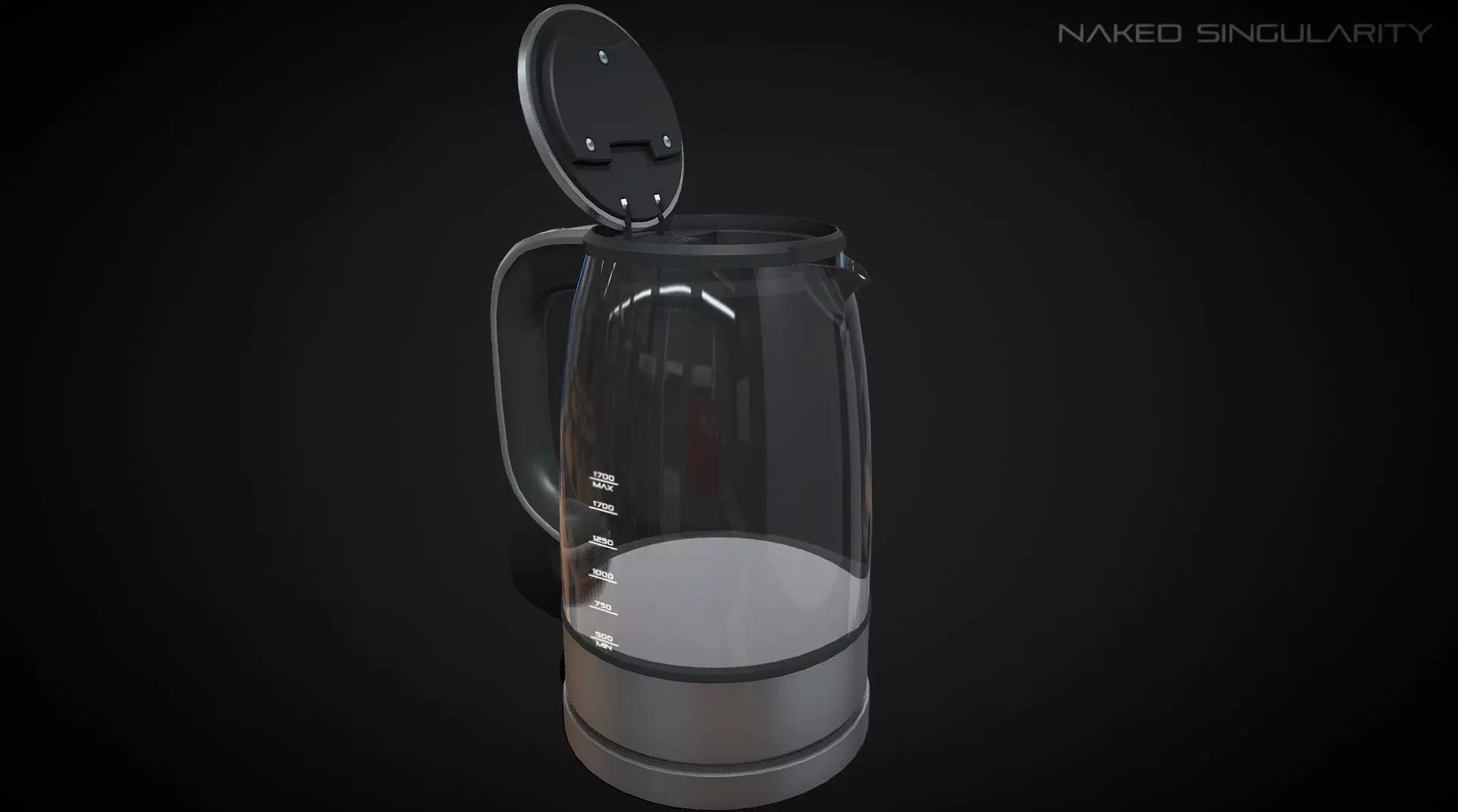 Kettle Black - Electric water boiler low poly Low-poly 3D model_0