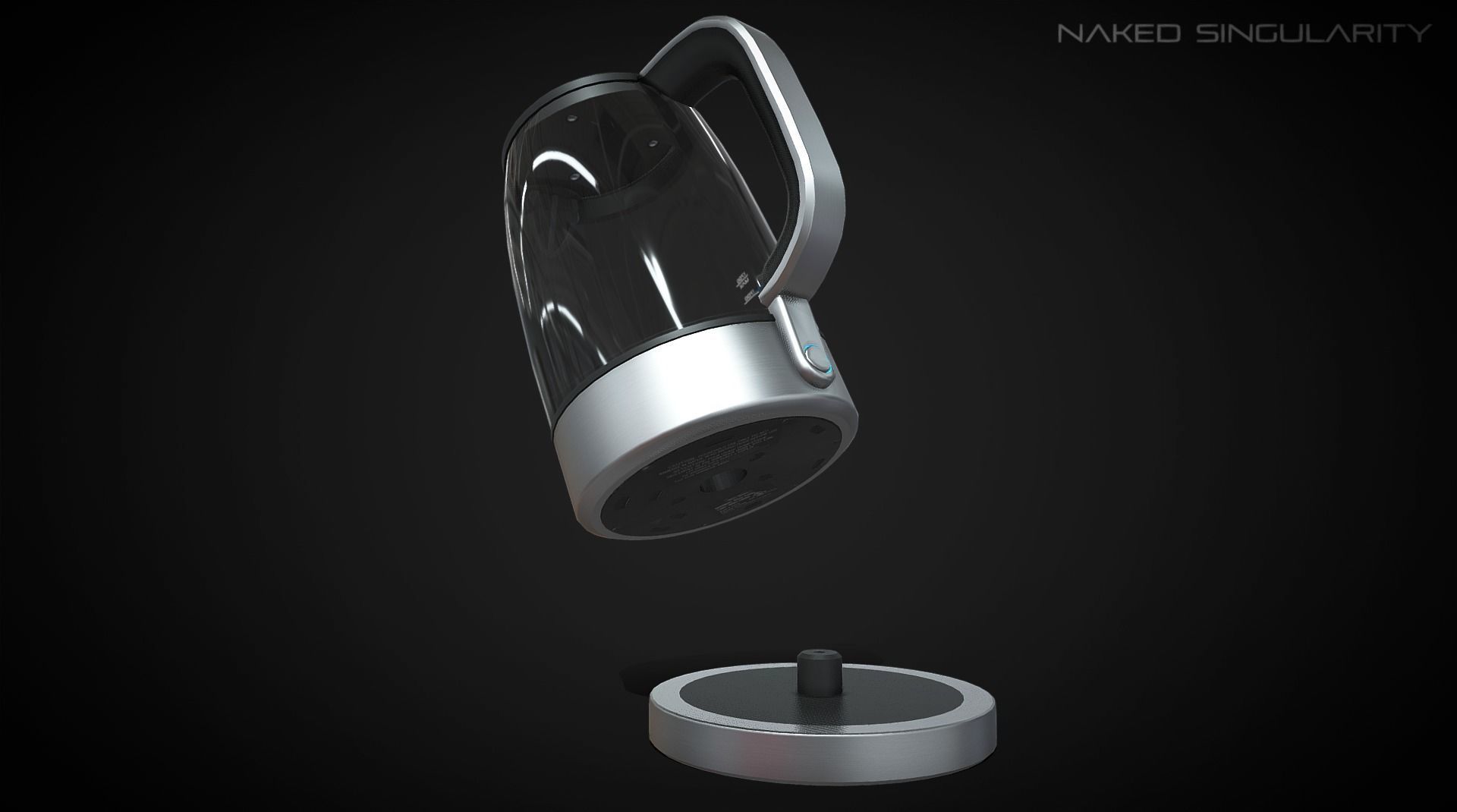 Kettle Black - Electric water boiler low poly Low-poly 3D model_4