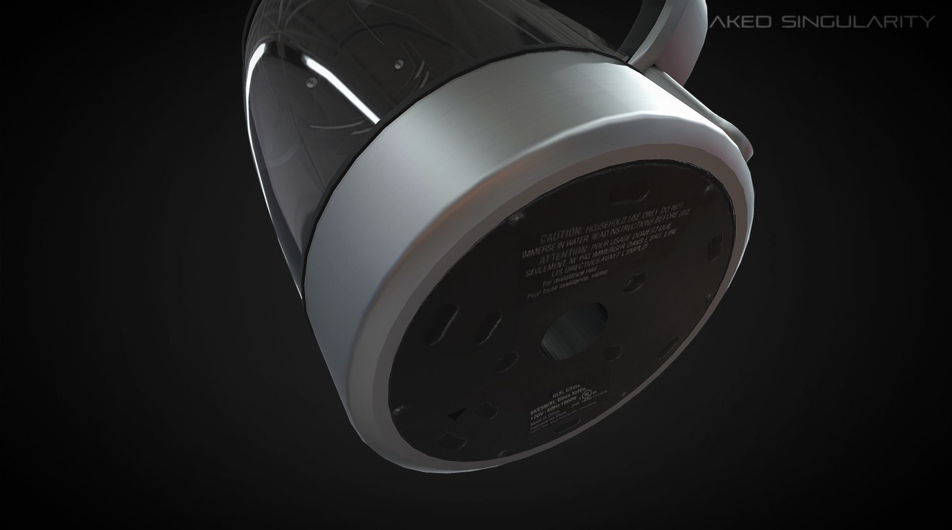 Kettle Black - Electric water boiler low poly Low-poly 3D model_8