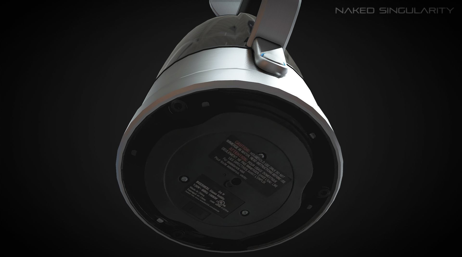 Kettle Black - Electric water boiler low poly Low-poly 3D model_2