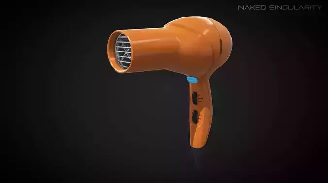 hair dryer - orange - Electronic low poly Low-poly 3D model