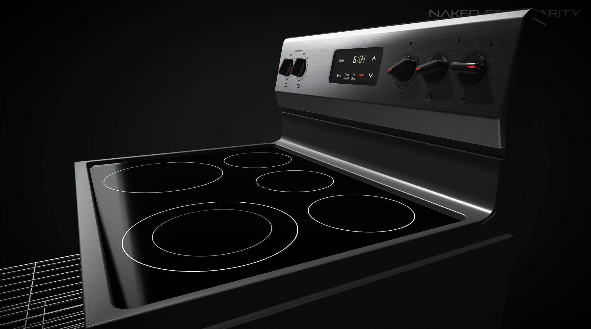 Electric Range Oven - Appliance - Electronic Low-poly 3D model_4