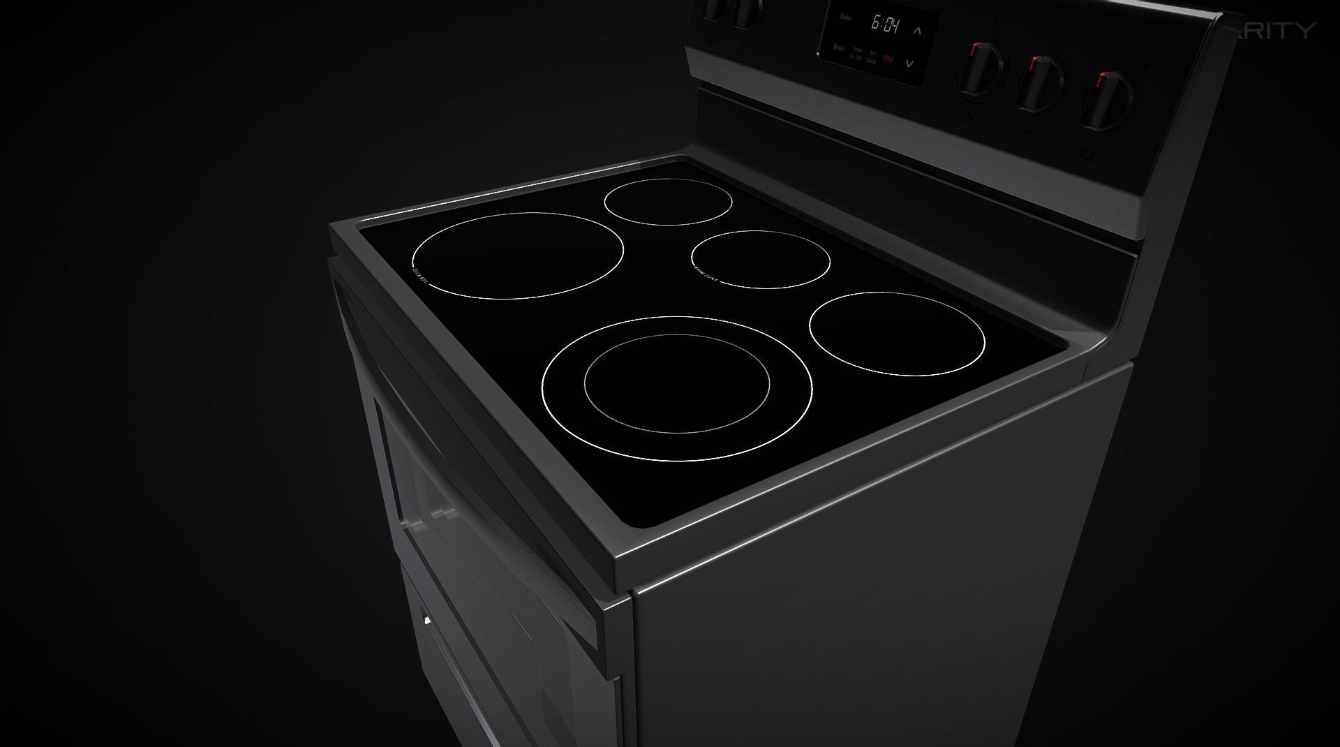Electric Range Oven - Appliance - Electronic Low-poly 3D model_7