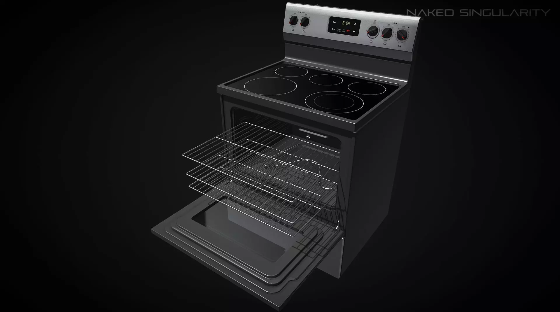 Electric Range Oven - Appliance - Electronic Low-poly 3D model_0