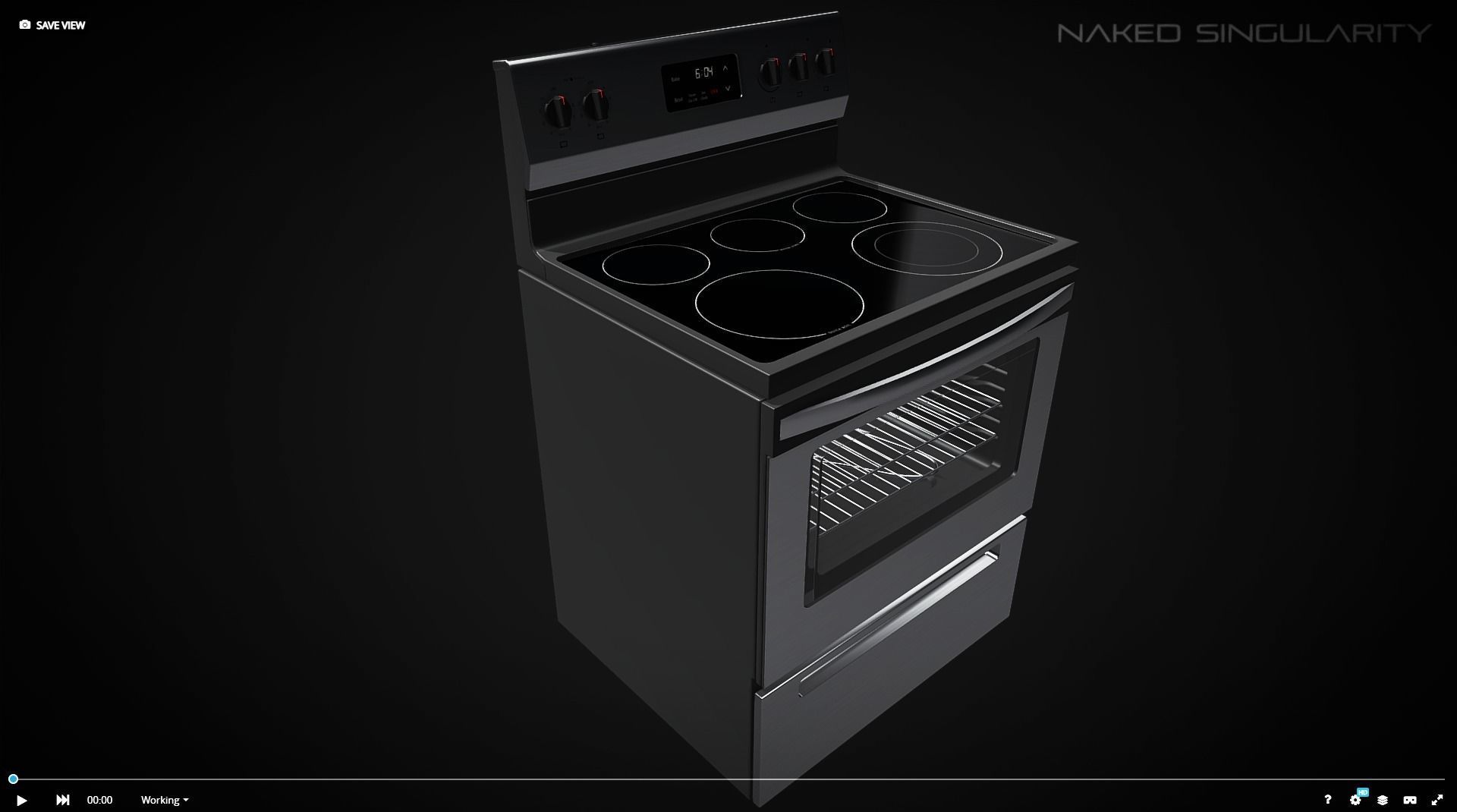 Electric Range Oven - Appliance - Electronic Low-poly 3D model_3