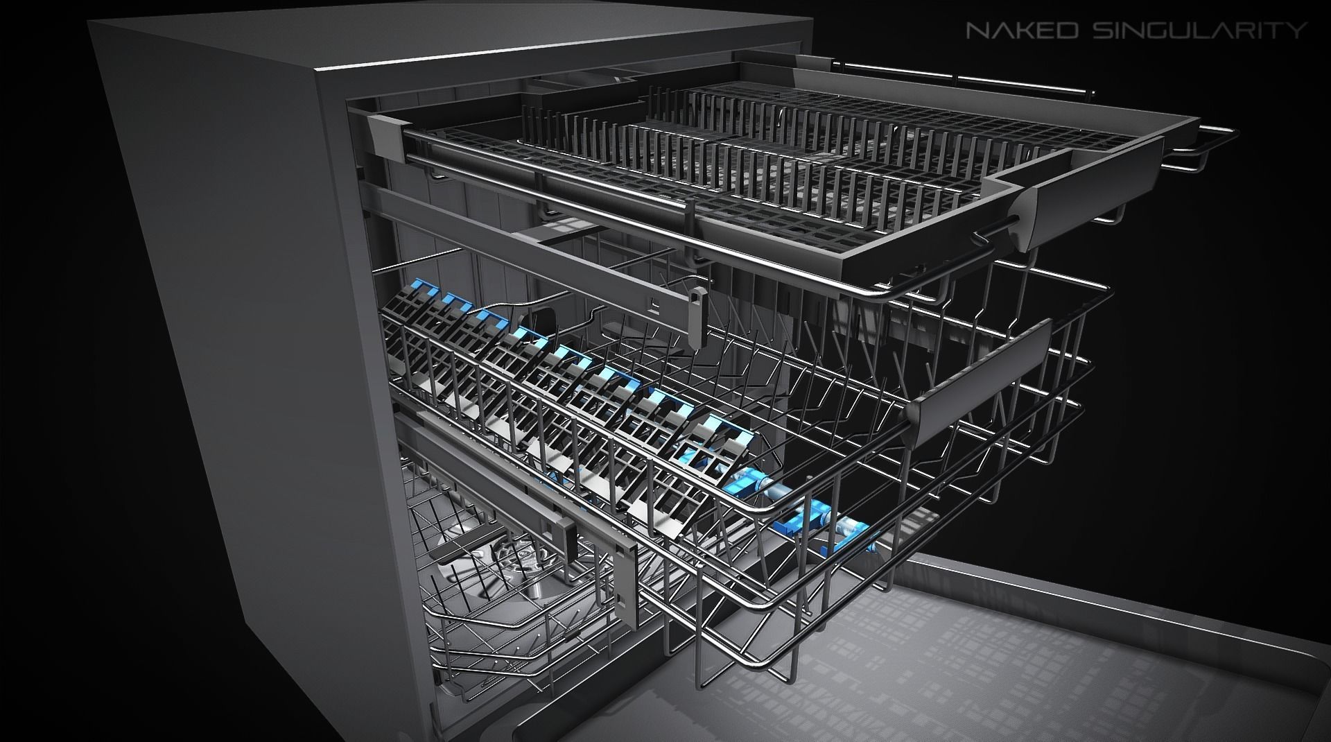 Dish washer - Appliance - Electronic Lowpoly Low-poly 3D model_5