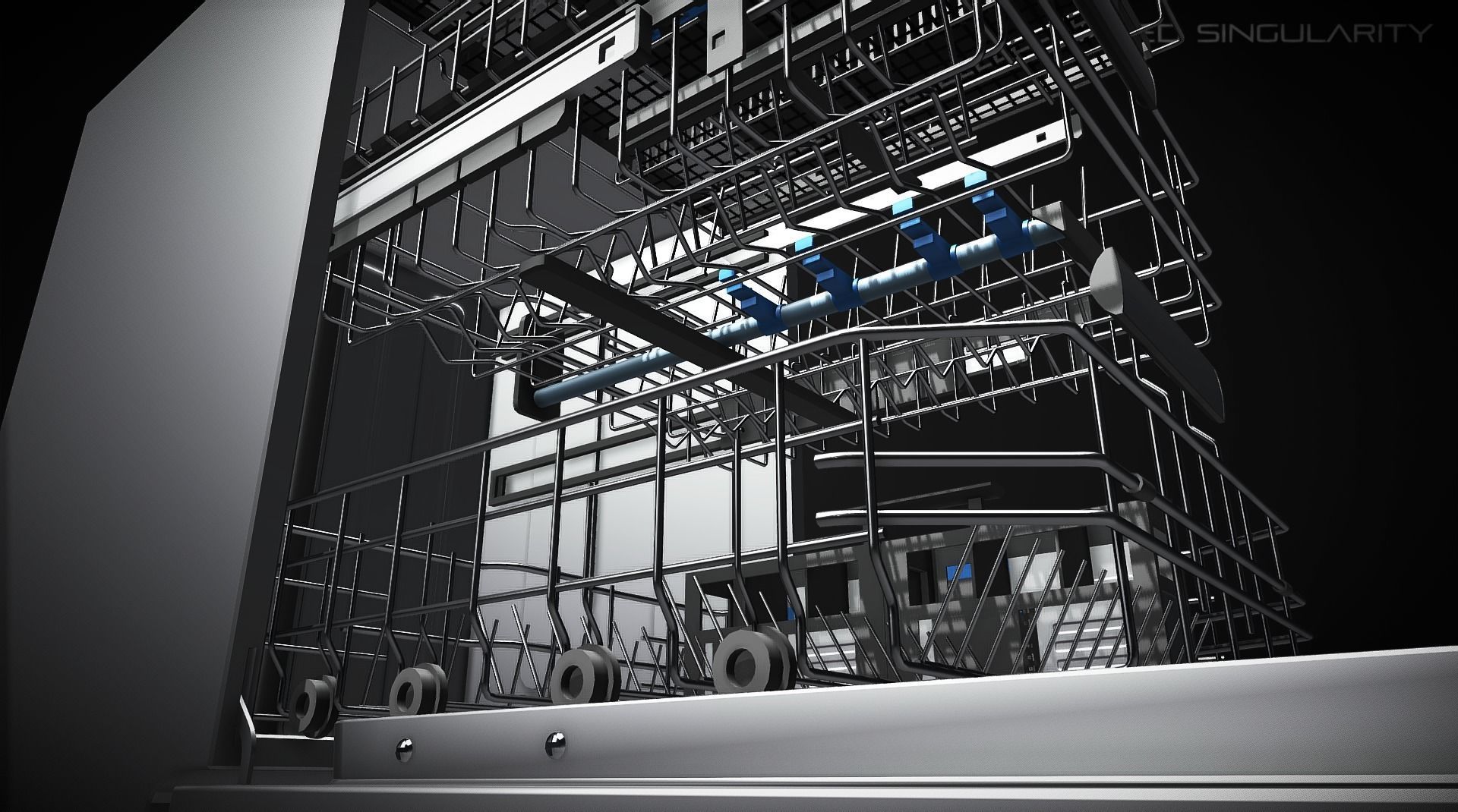 Dish washer - Appliance - Electronic Lowpoly Low-poly 3D model_9