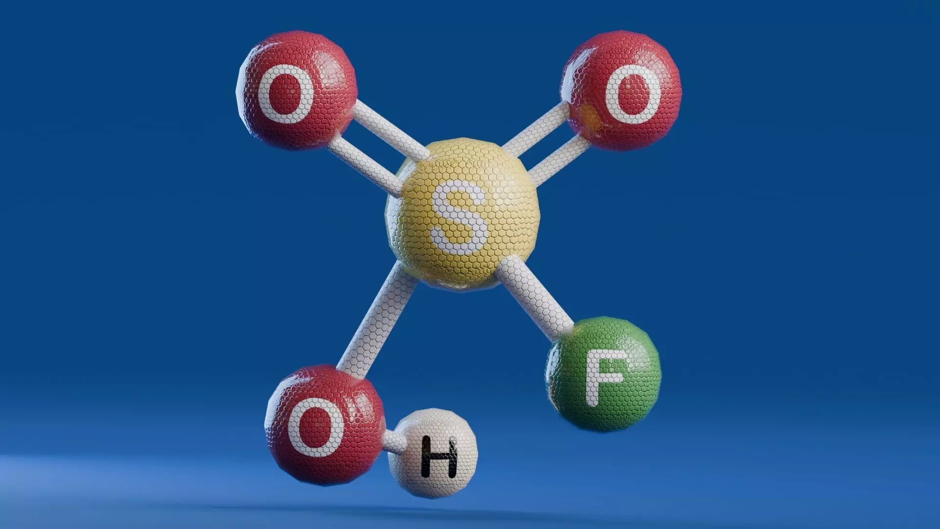 Acid and Base Molecules - Fluorosulfonic Acid Low-poly 3D model