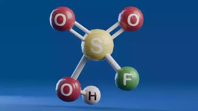 Acid and Base Molecules - Fluorosulfonic Acid Low-poly 3D model
