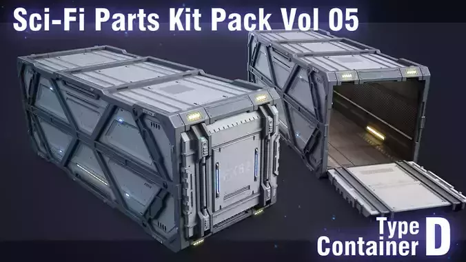 Sci-Fi Container Type D-PBR Low-poly 3D model
