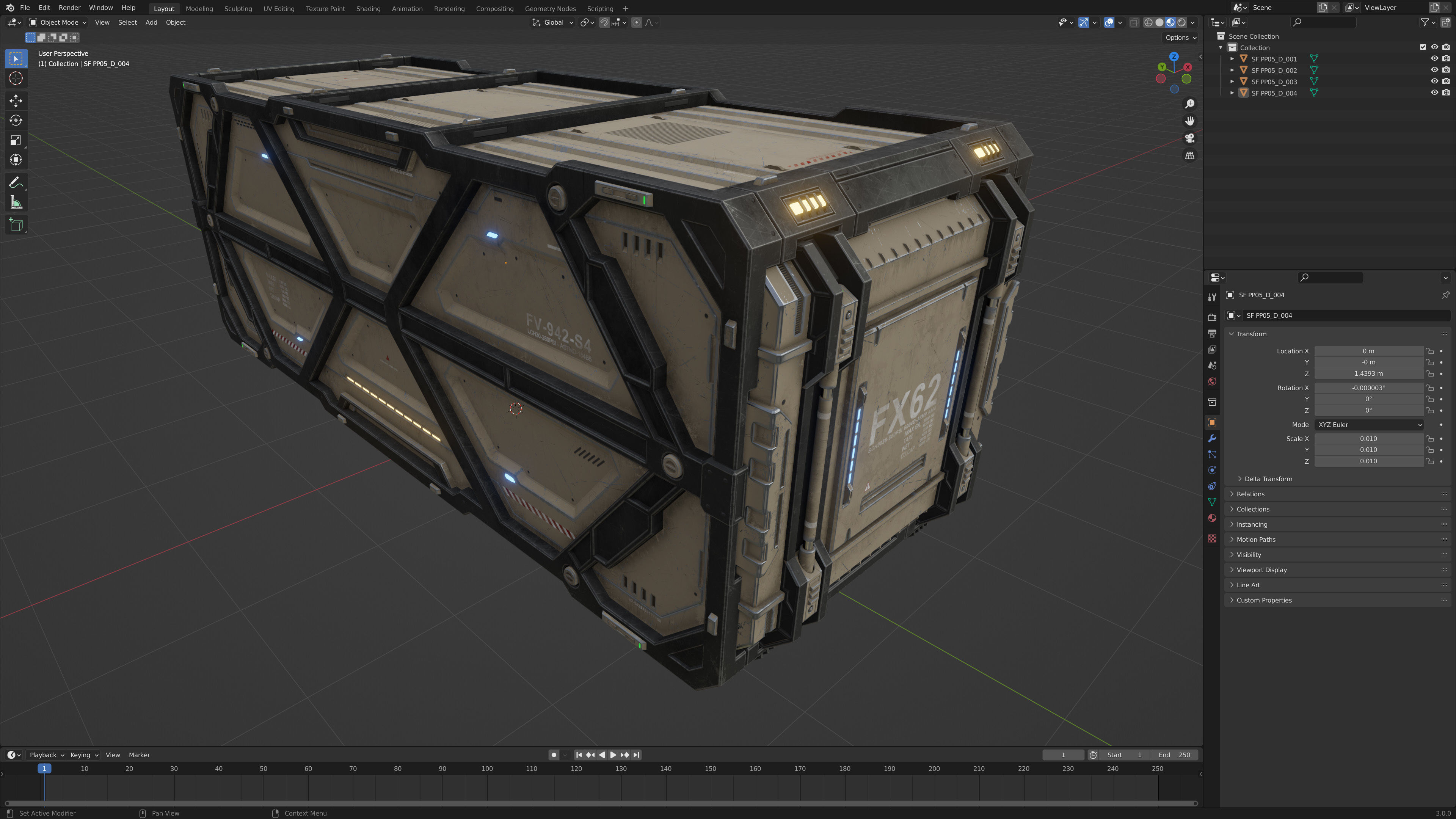 Sci-Fi Container Type D-PBR Low-poly 3D model_6