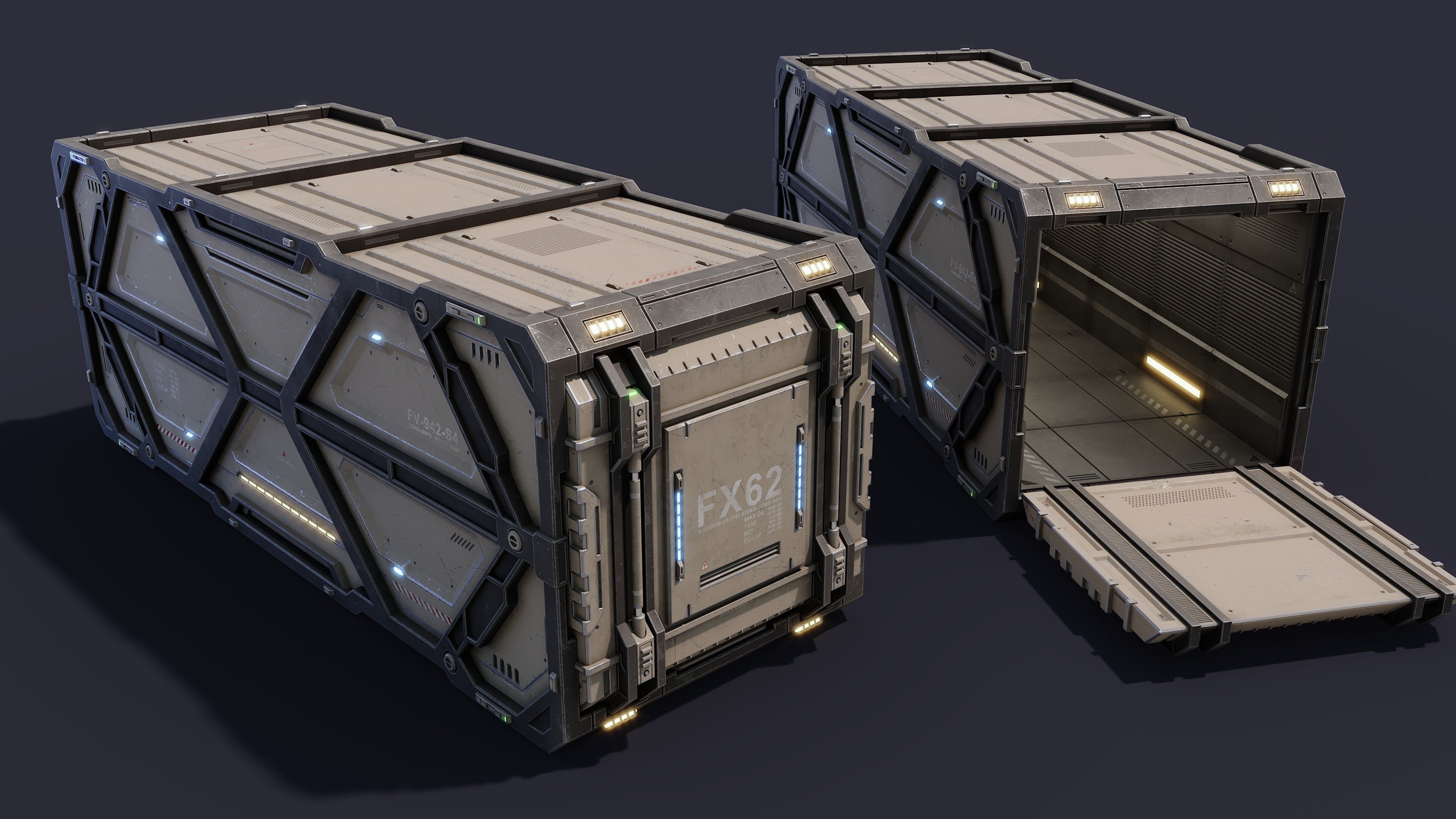 Sci-Fi Container Type D-PBR Low-poly 3D model_1