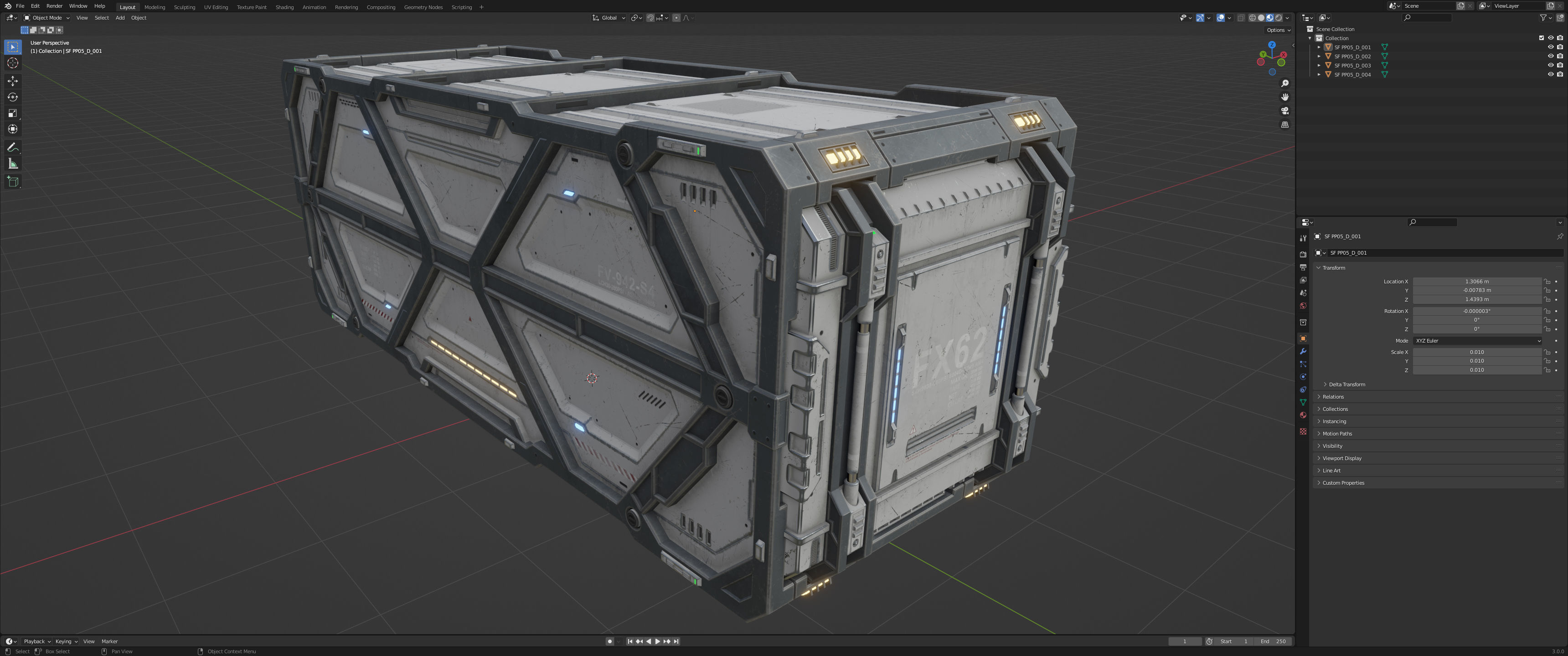 Sci-Fi Container Type D-PBR Low-poly 3D model_5