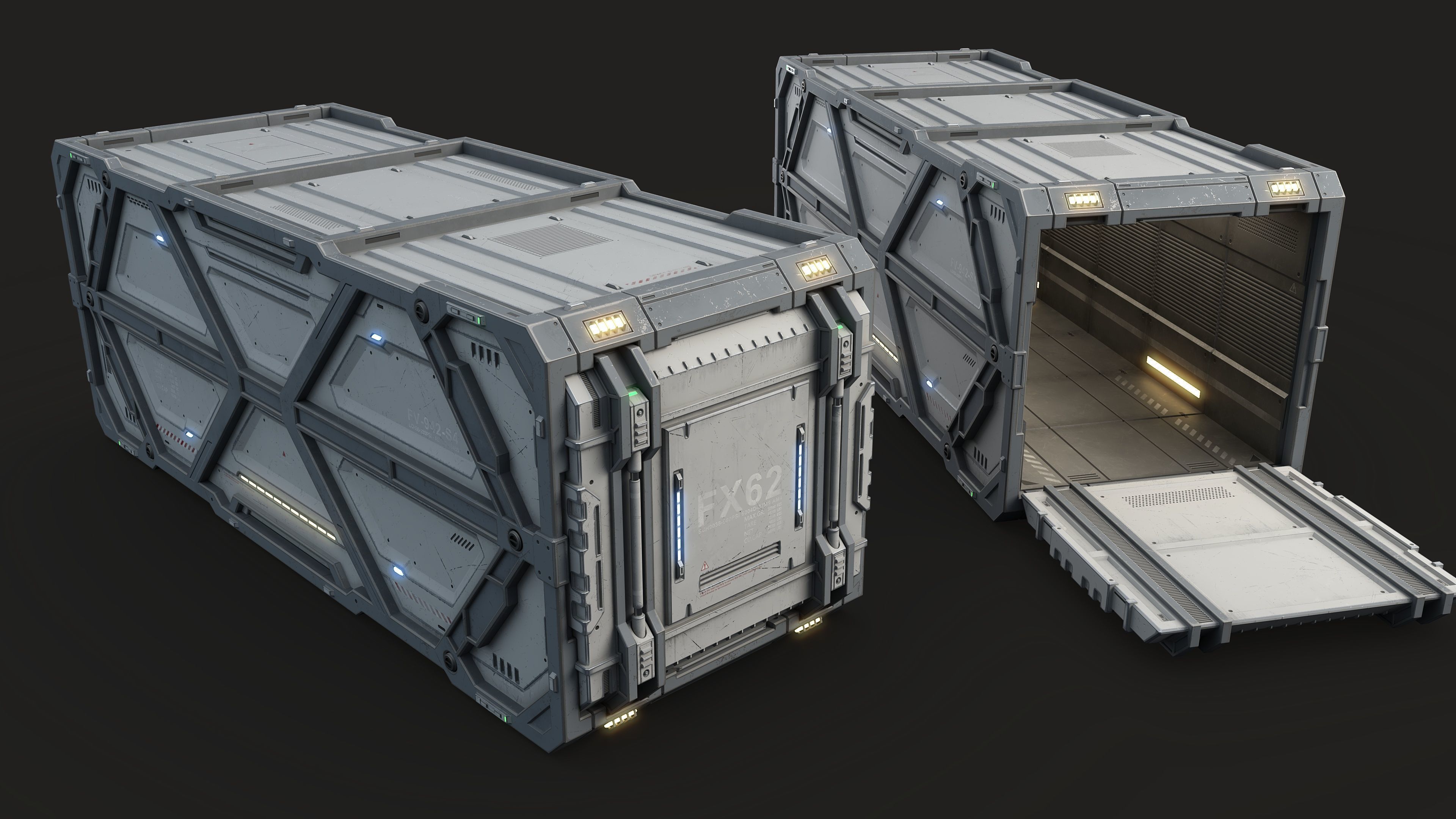 Sci-Fi Container Type D-PBR Low-poly 3D model_2