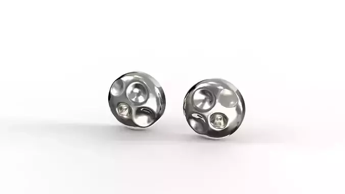 Pair of Organic Round Earrings