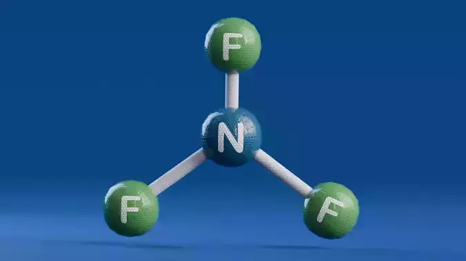 Acid and Base Molecules - Trifluoramine Low-poly 3D model