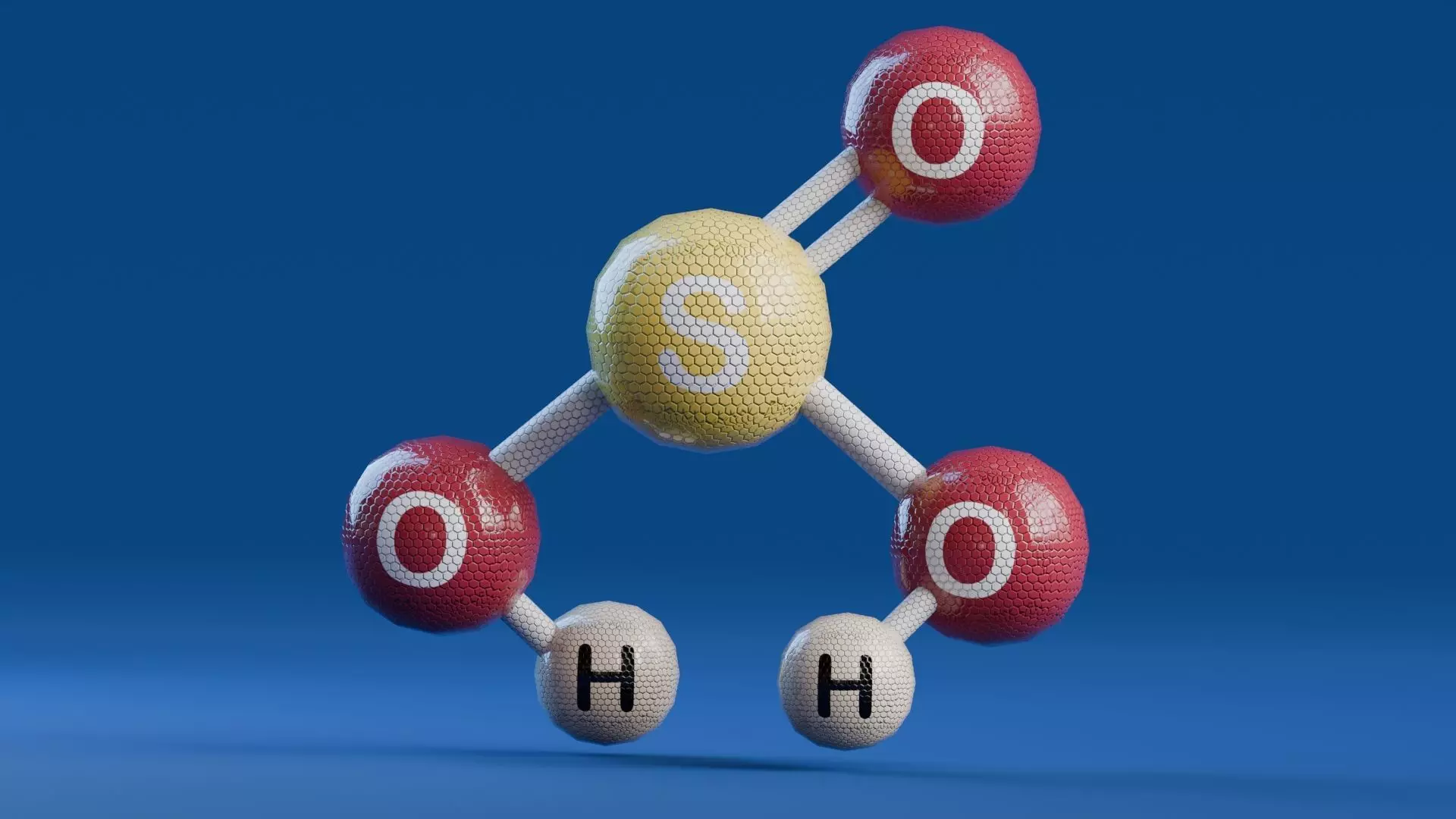 Acid and Base Molecules - Sulfurous Acid Low-poly 3D model