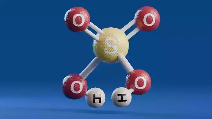 Acid and Base Molecules - Sulfuric Acid Low-poly 3D model