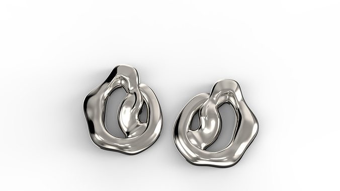 Pair of Contemporary Organic Earrings 3D print model