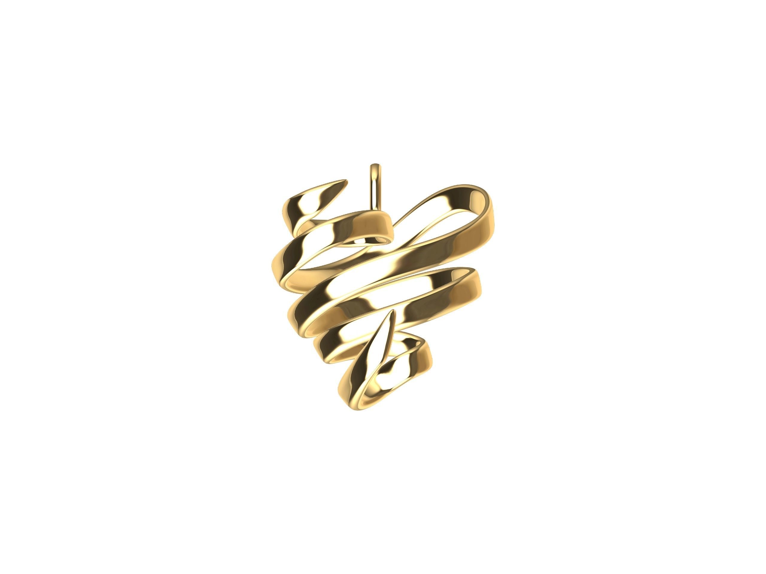 Ribbon Heart Pendant 3D print model_4