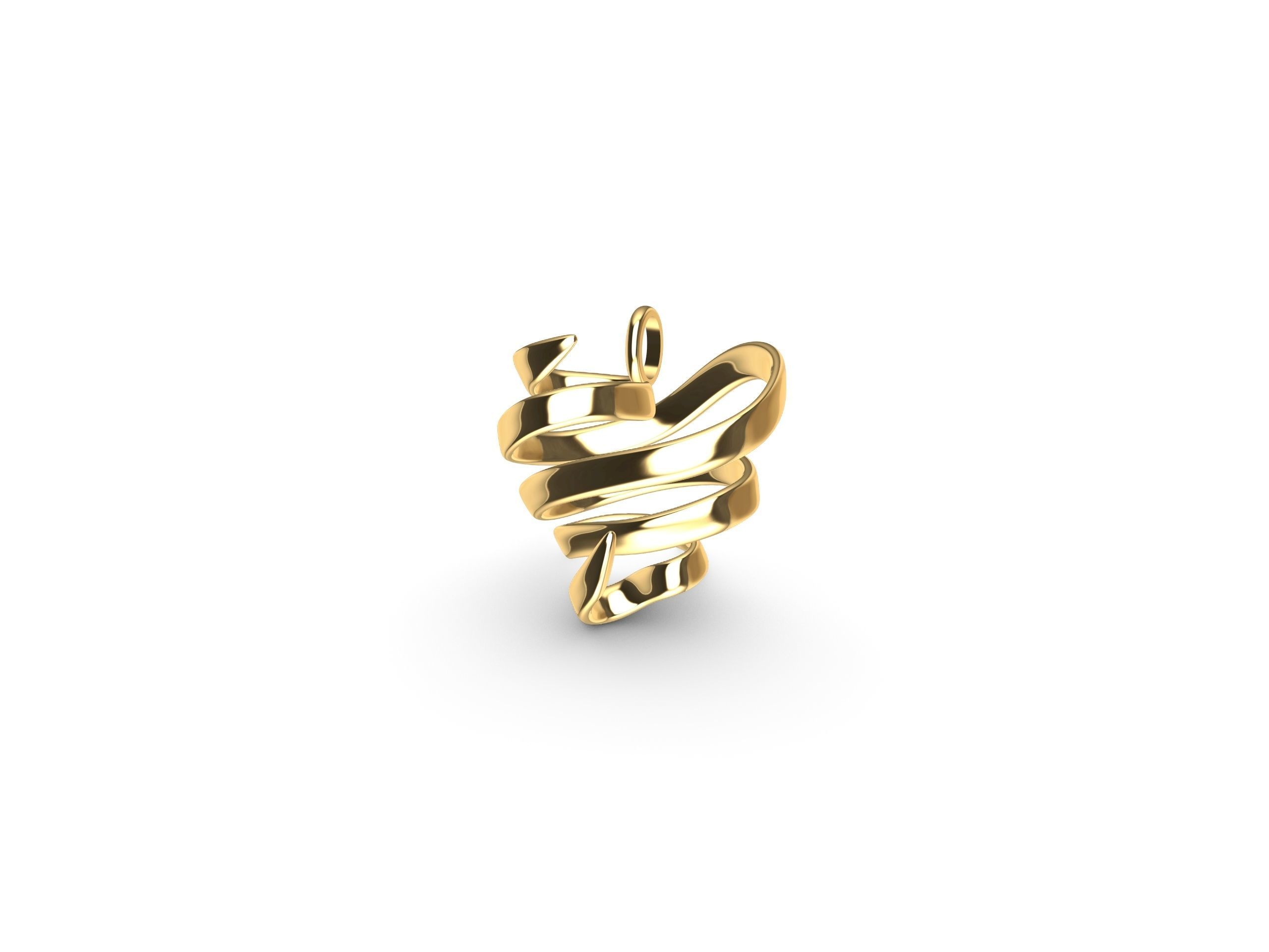 Ribbon Heart Pendant 3D print model_1