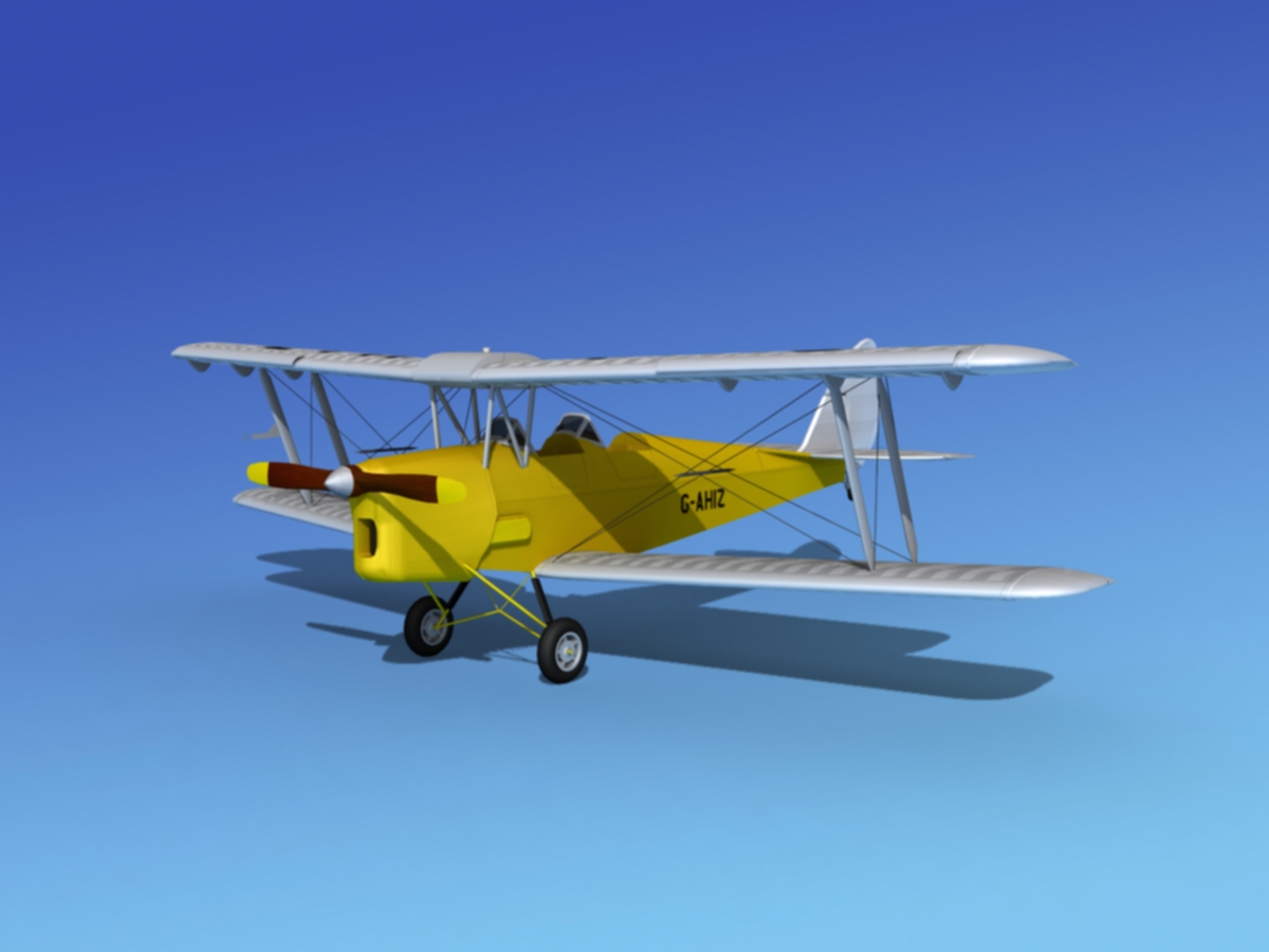 Dehavilland DH82 Tiger Moth V02 3D model_2