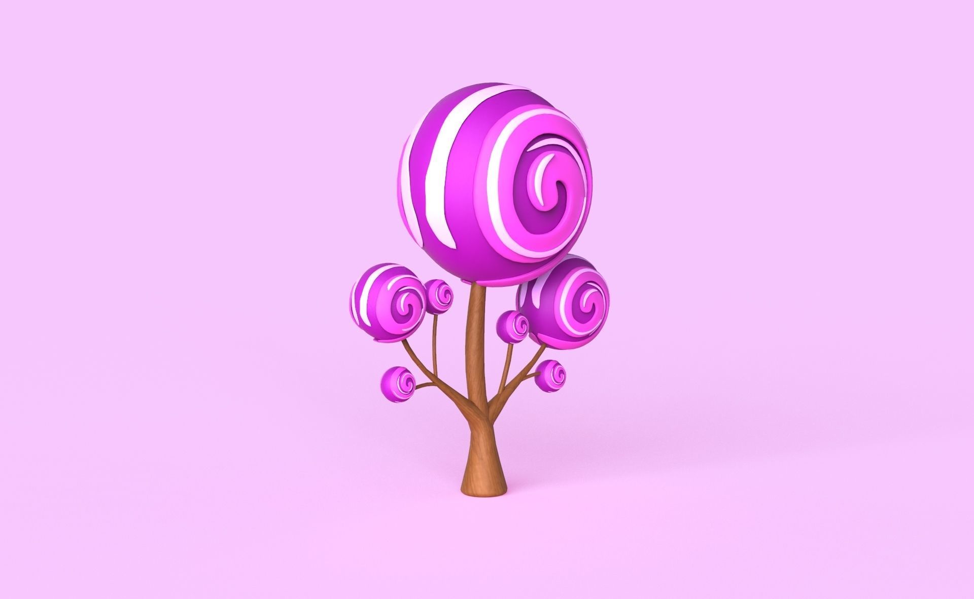 Cartoon Candy Tree 8 Low-poly 3D model_6