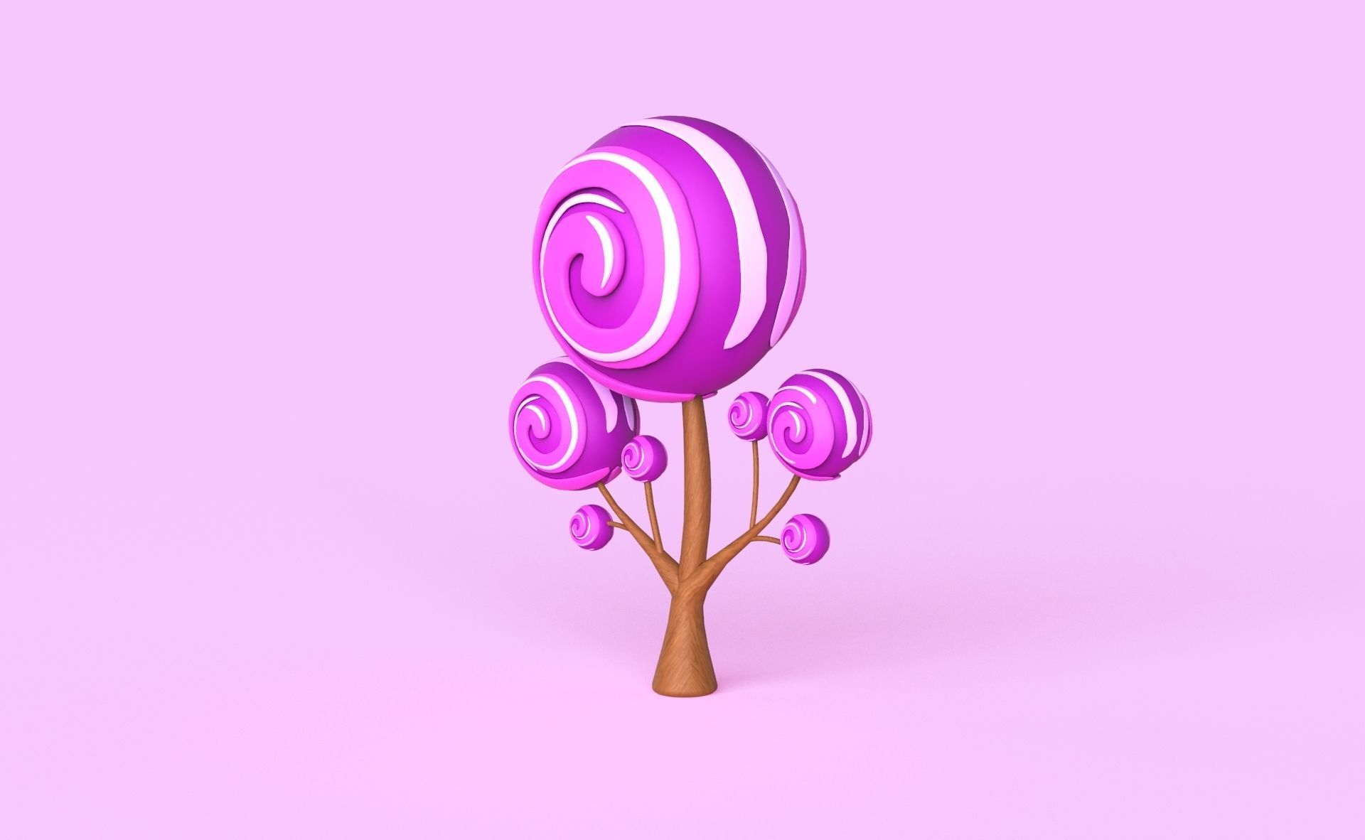Cartoon Candy Tree 8 Low-poly 3D model_2