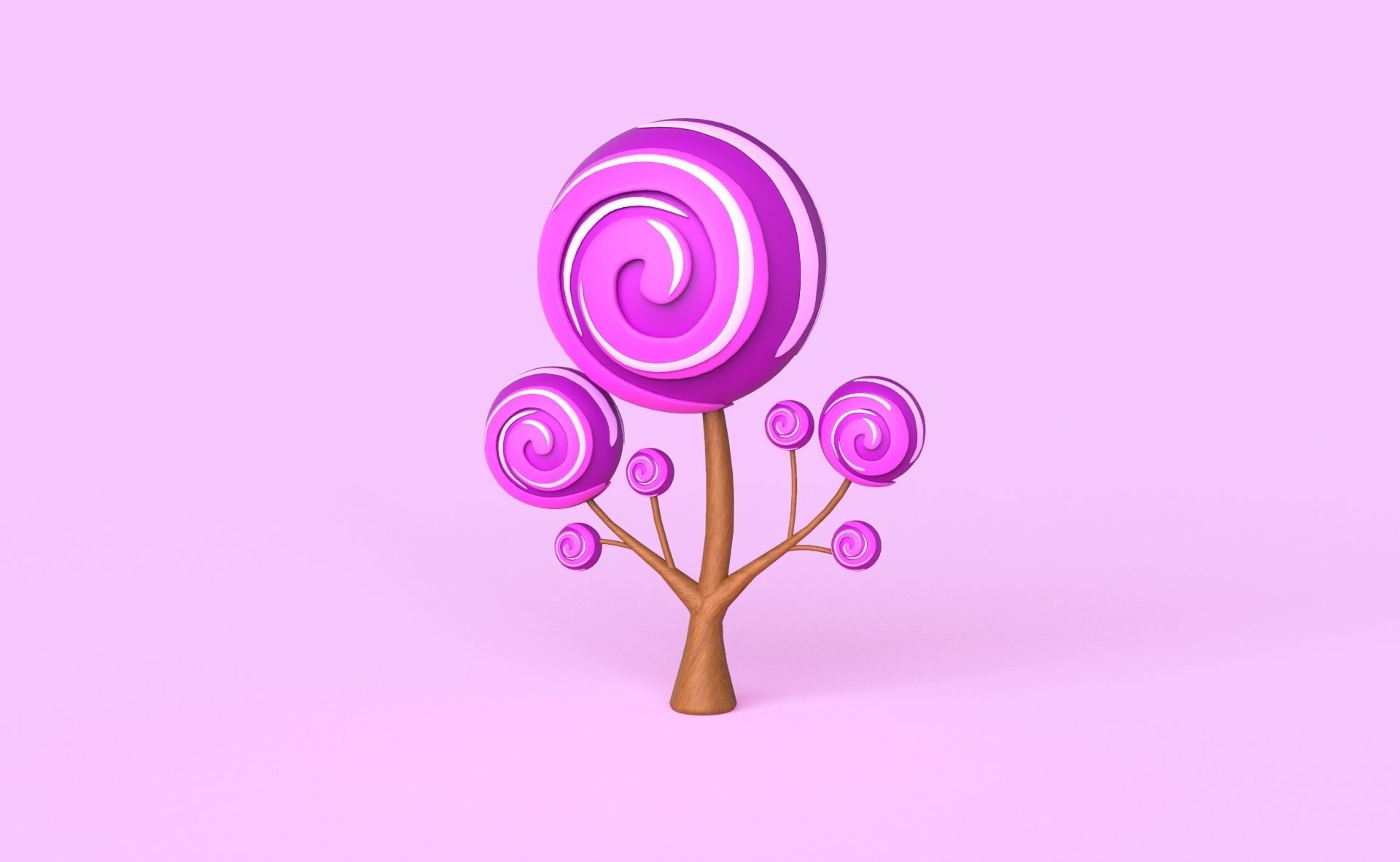 Cartoon Candy Tree 8 Low-poly 3D model_1