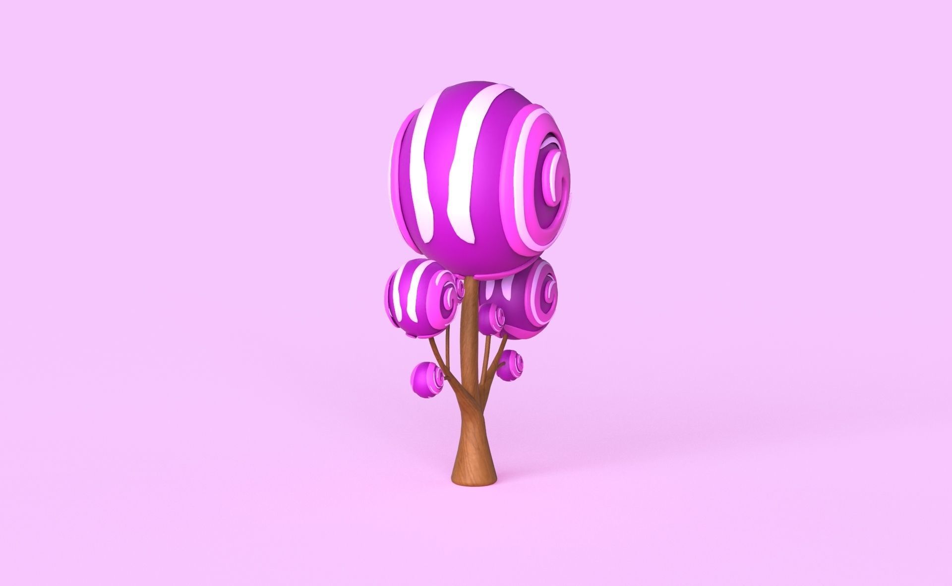 Cartoon Candy Tree 8 Low-poly 3D model_5