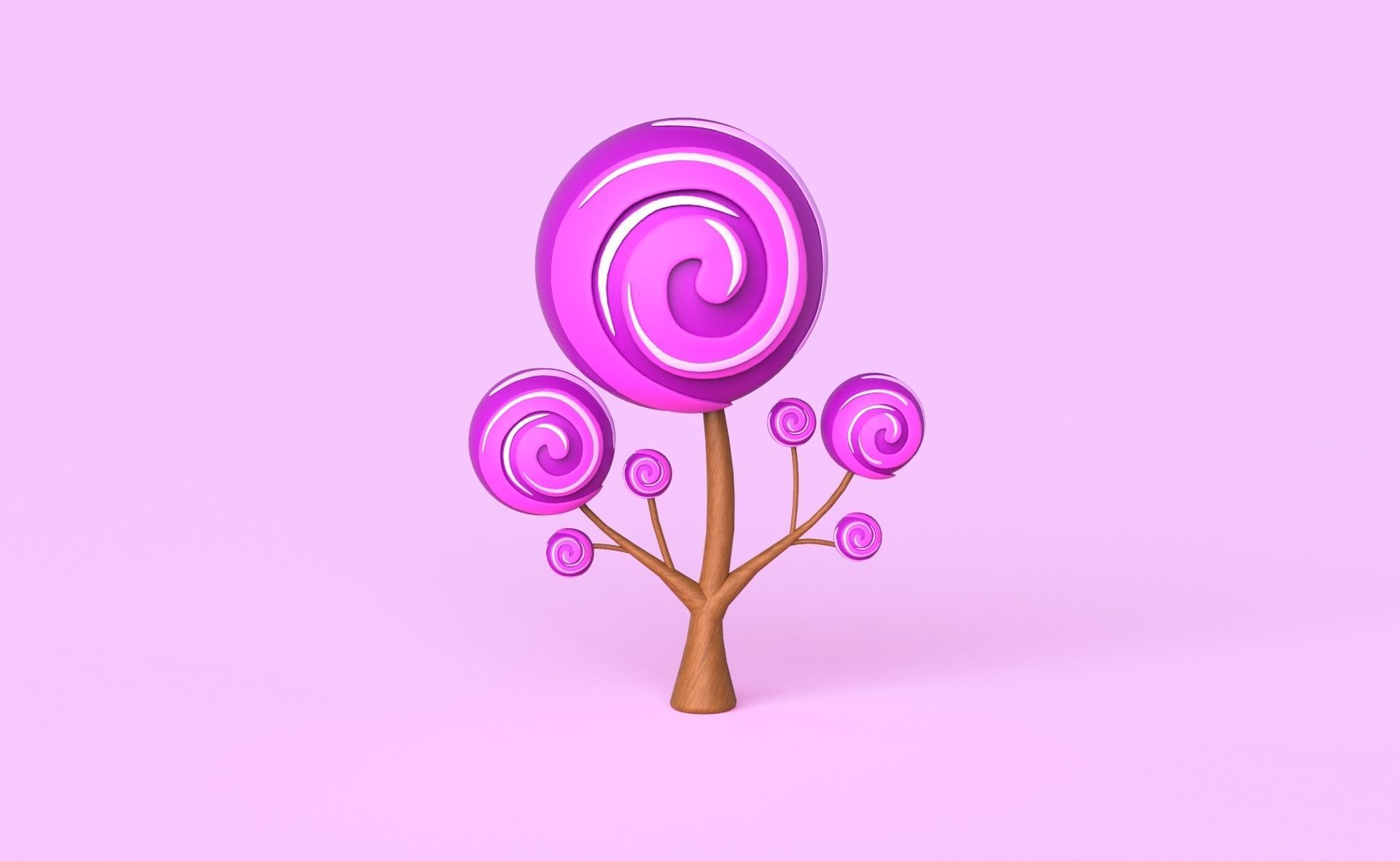 Cartoon Candy Tree 8 Low-poly 3D model_15
