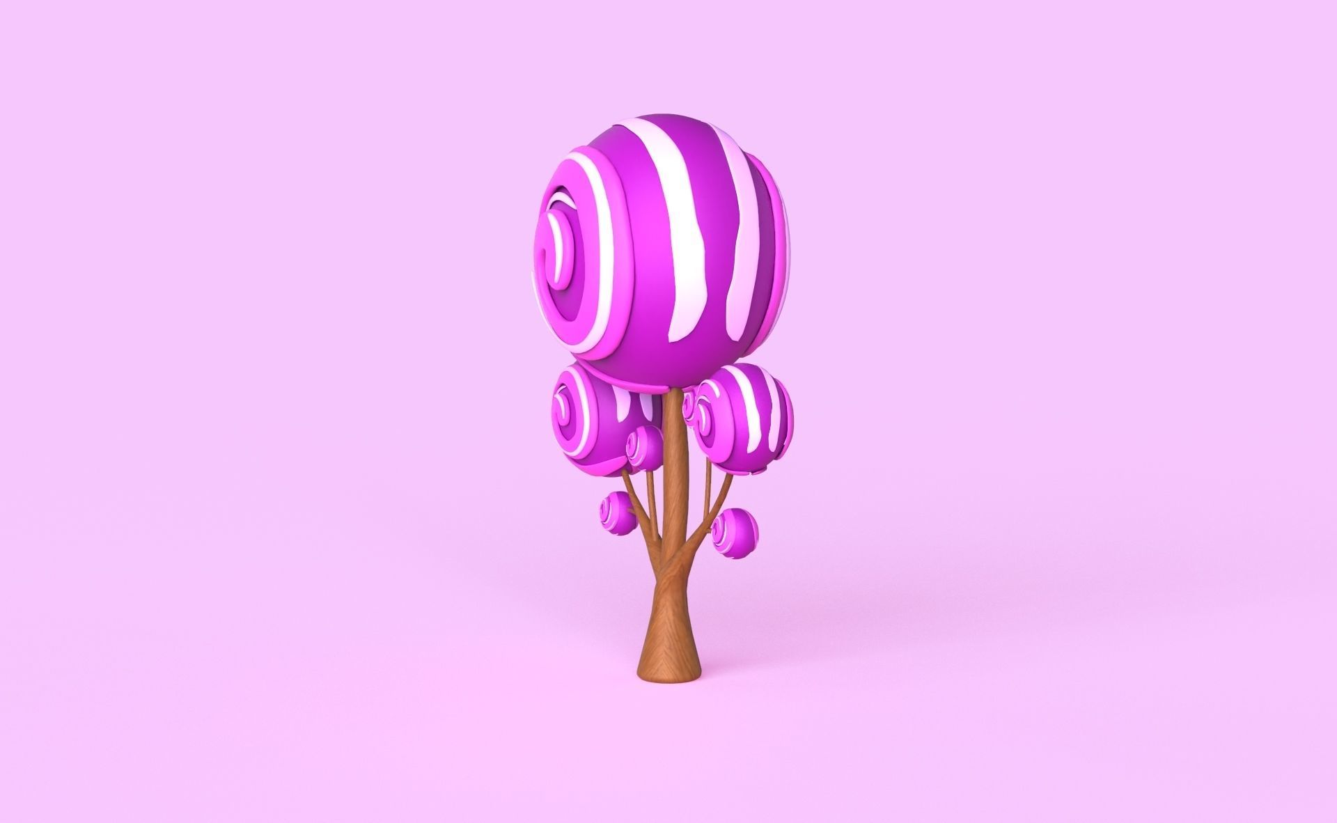 Cartoon Candy Tree 8 Low-poly 3D model_3