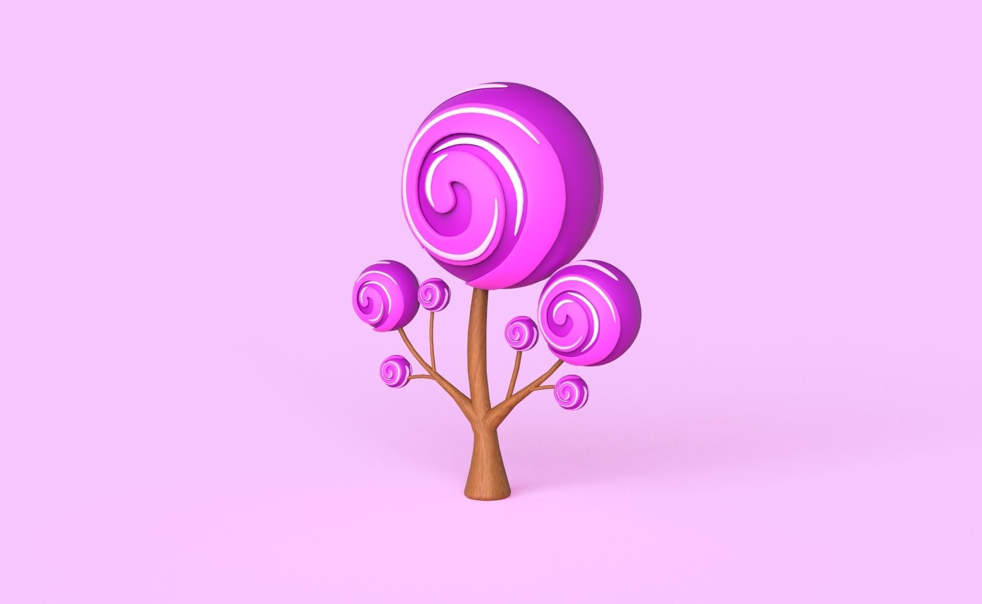 Cartoon Candy Tree 8 Low-poly 3D model_9